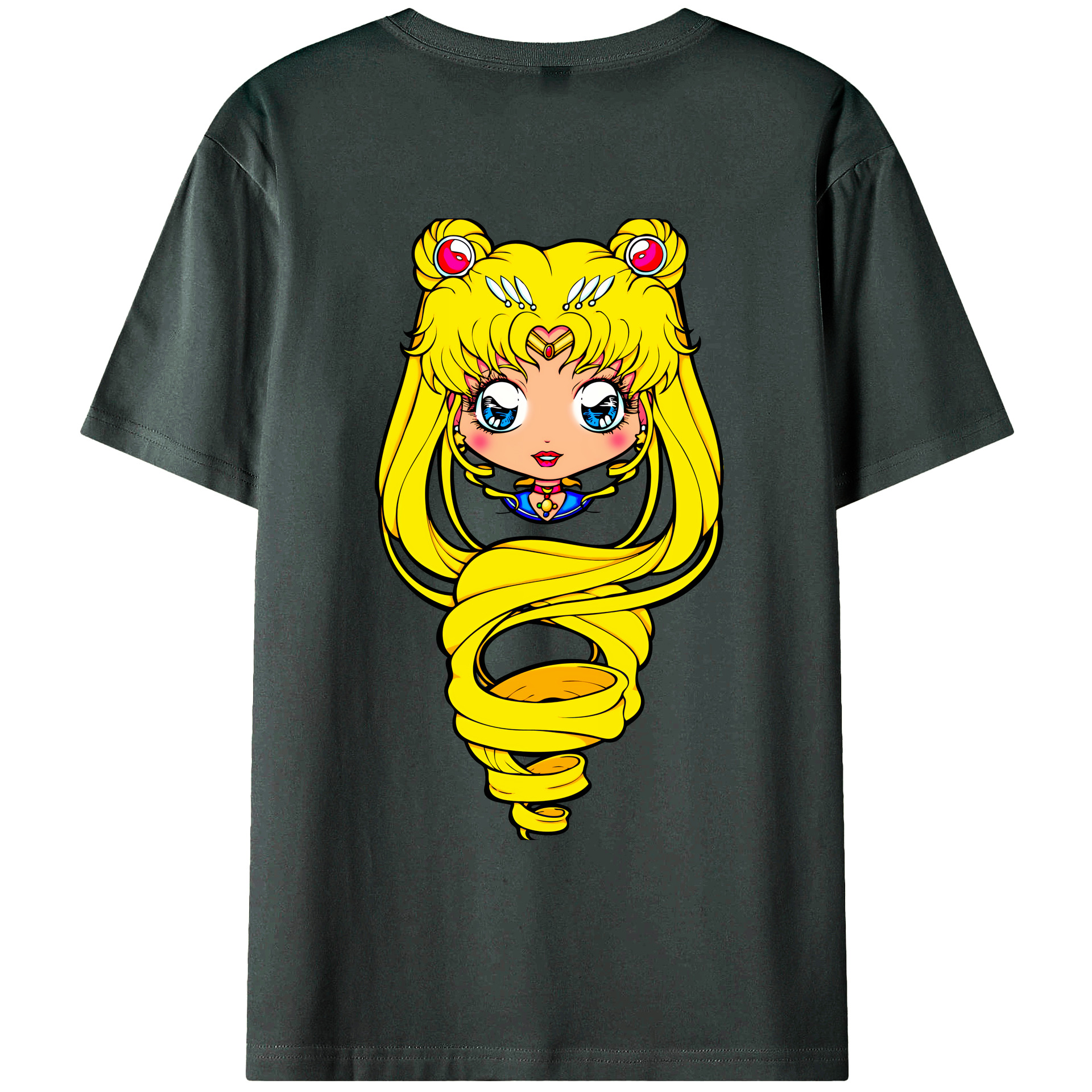 （画像用） 美少女戦士セーラームーン 月野 うさぎ つきの うさぎ Sailor Moon Tsukino Usagi 綿100％ メンズ半袖Tシャツ（バックプリント） 通気性